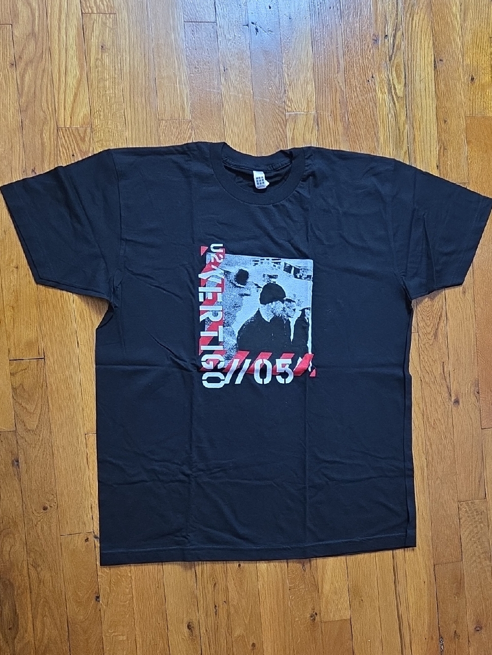 American Apparel Black Graphic Tee with Red & White Print